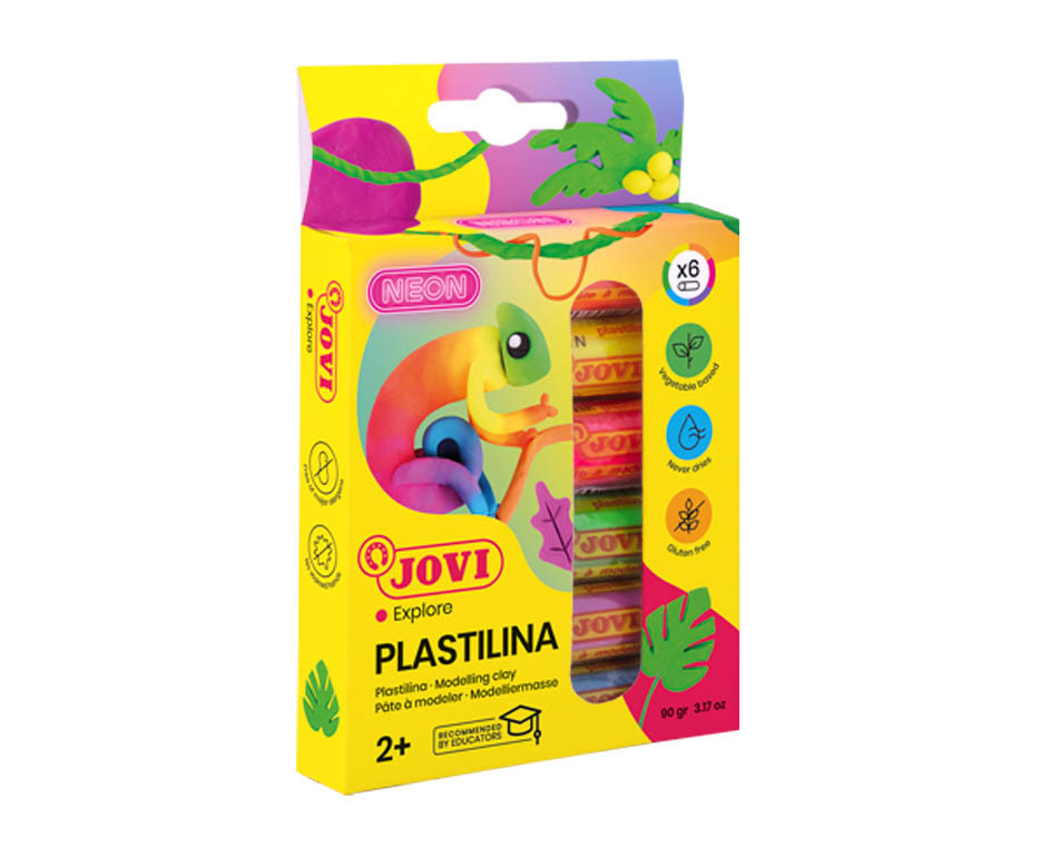 JOVI Plasticine Modelling Clay 6x15g - Neon Colours